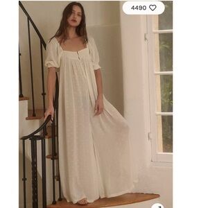 Anthropologie intimately, free people Ivory Puff Sleeve Jumpsuit